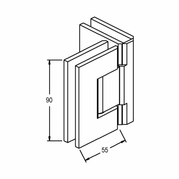 Modern/Elite 90° Glass to Glass Heavyweight Shower Hinge (MF2-90/ES2.90)