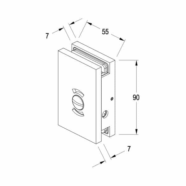 Modern Square Glass to Wall Pivot Door Privacy Latch (MFPL1)