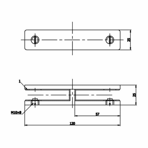Modern 180° Glass to Glass Alignment Bracket (MGAB25-180)