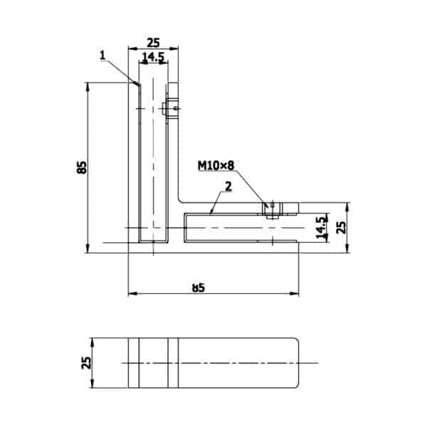 Modern 90° Glass to Glass Alignment Bracket (MGAB25-90)
