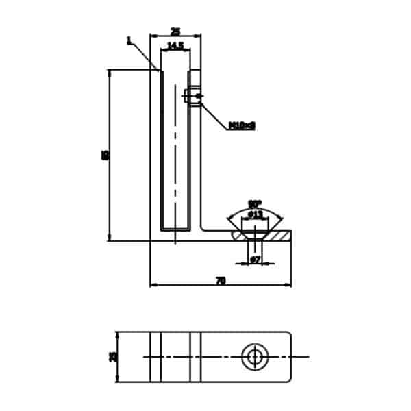 Modern 90° Glass to Wall Alignment Bracket (MGAB25-W)