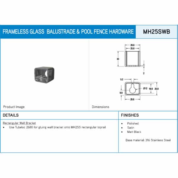 Modern 90° Wall Bracket (MH25SWB)
