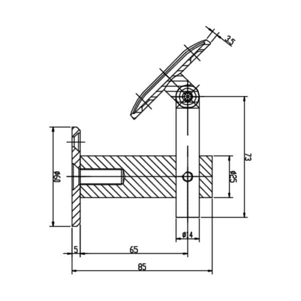 Modern Round Adjustable Height Wall Mounted Handrail Bracket (MHBW)