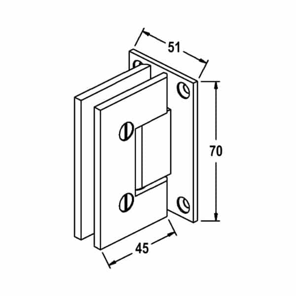 Modern/Elite 90° Glass to Wall Lightweight Shower Hinge (ML1/CMES1)