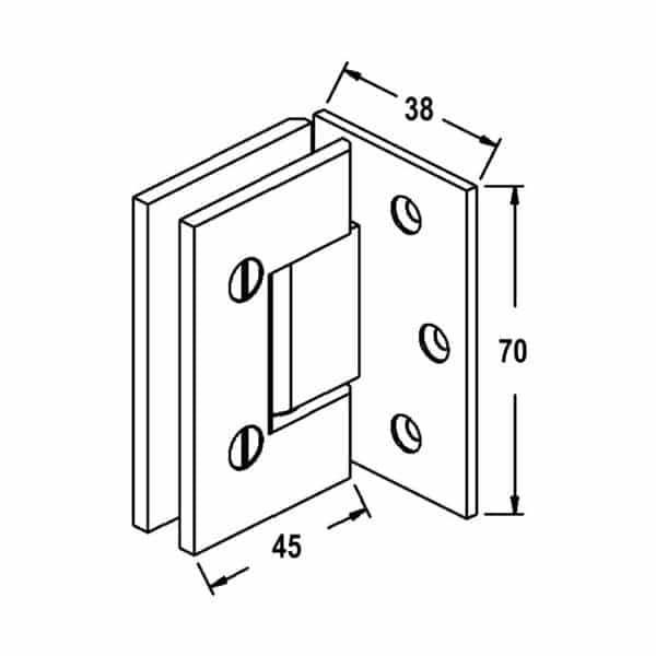 Modern/Elite 90° Glass to Wall Lightweight Shower Hinge (ML1-L3/CMES1L3)