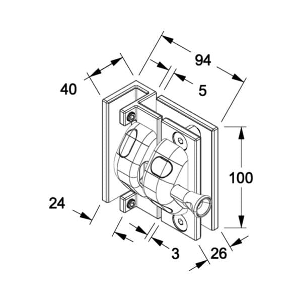 Modern 90° Glass to Glass Outswing Pool Gate Latch (ML90-OUT)