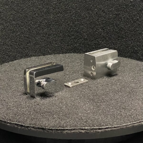 Modern Slide-On Glass to Wall Pivot Door Privacy Latch (MPL1)