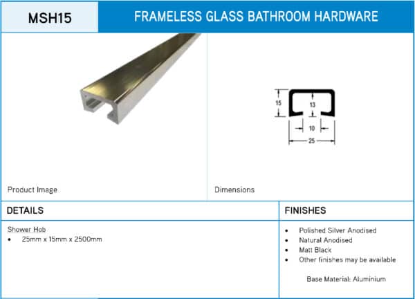 Modern Frameless Glass Shower Hob (MSH15)