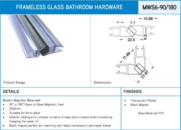 Modern 90°/180° Magnetic Glass to Glass Water Seal