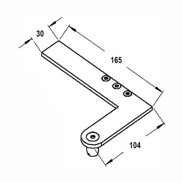 Modern 90° Righthand Patch to Patch Pool Gate Pivot Arm (PGA-3R)