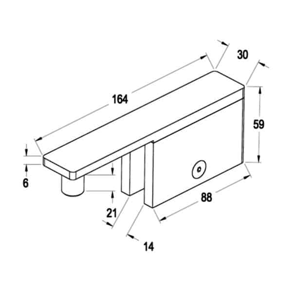 Modern Glass to Patch Pool Gate Pivot Arm (PGA-S2)