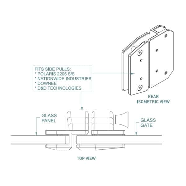 Polaris 180° Glass to Glass Pool Gate Latch (PL180)