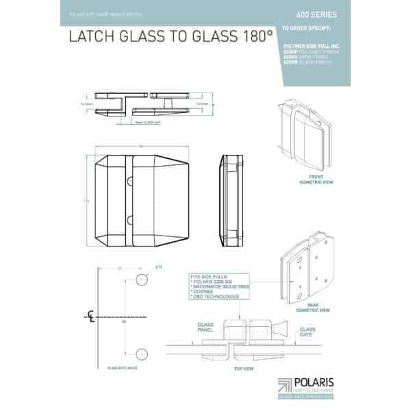 Polaris 180° Glass to Glass Pool Gate Latch (PL180)