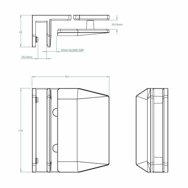 Polaris 90° Glass to Glass Inswing Pool Gate Latch (PL90-IN)