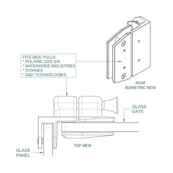Polaris 90° Glass to Glass Inswing Pool Gate Latch (PL90-IN)
