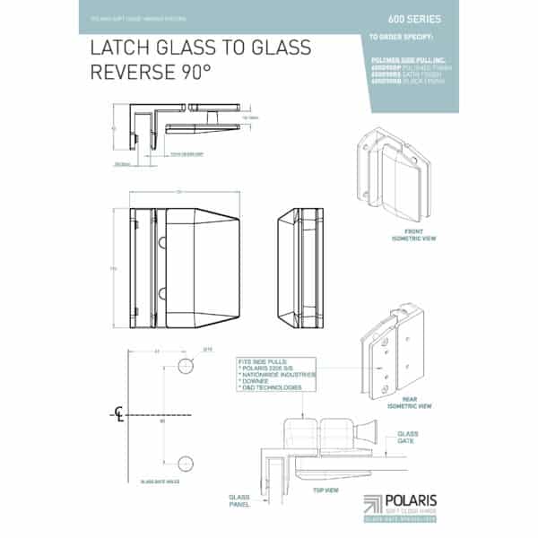 Polaris 90° Glass to Glass Inswing Pool Gate Latch (PL90-IN)