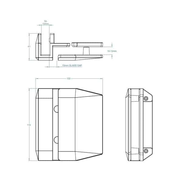 Polaris 90° Glass to Glass Outswing Pool Gate Latch (PL90-OUT)