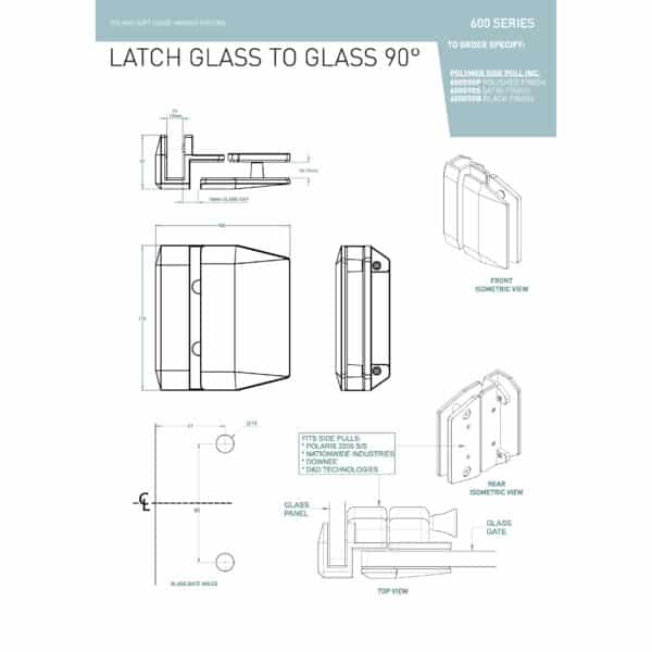 Polaris 90° Glass to Glass Outswing Pool Gate Latch (PL90-OUT)
