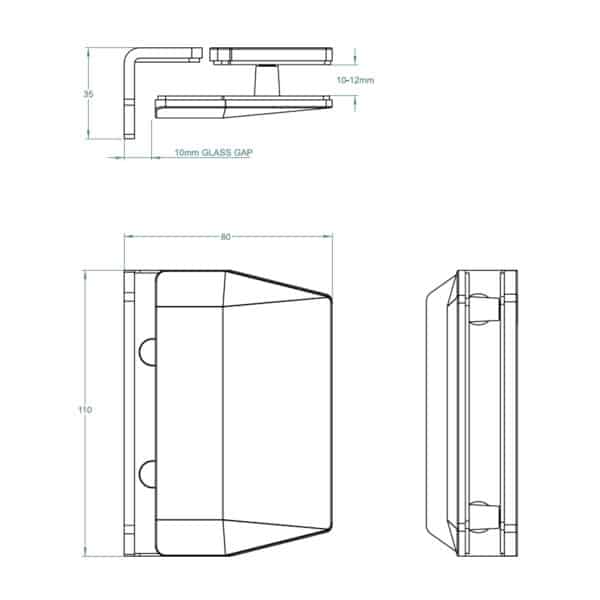Polaris 90° Glass to Wall/Square Post Pool Gate Latch (PL90-WP)