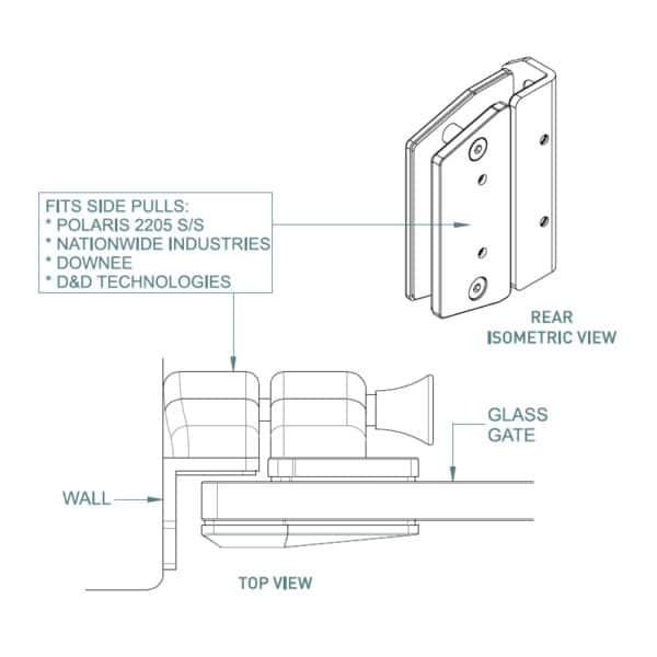 Polaris 90° Glass to Wall/Square Post Pool Gate Latch (PL90-WP)