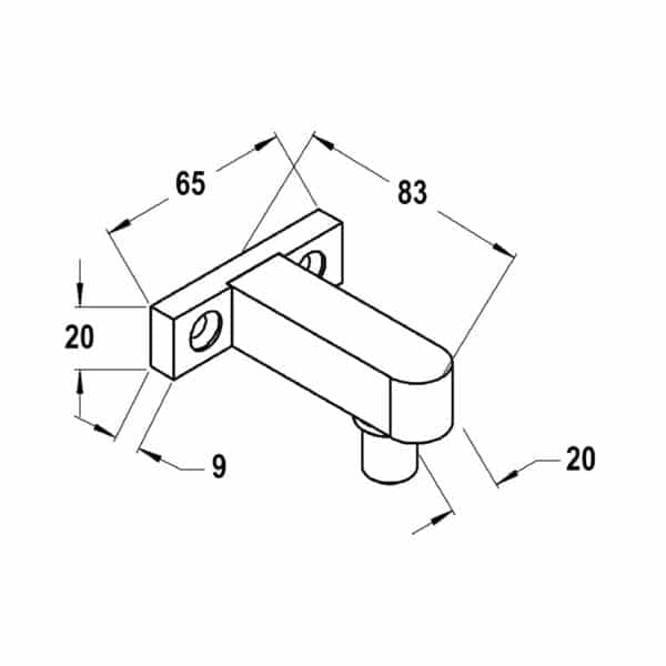 Modern Patch to Wall/Square Post Pool Gate Pivot Arm (PWA-2)