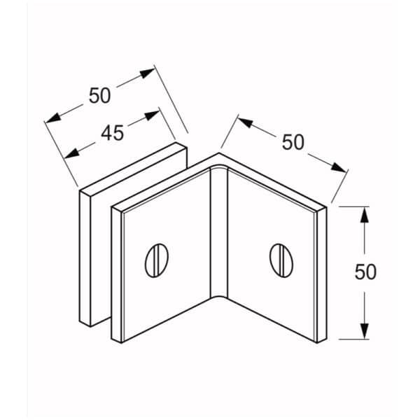 Elite 90° Square Frameless Glass to Wall / Floor Shower Bracket (SB50.SQ)