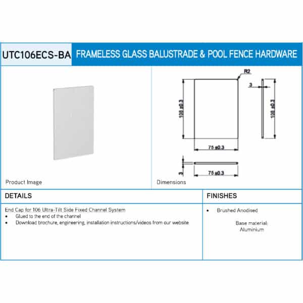 End Cap for Modern 106 Side Fixed Channel (UTC106ECS)