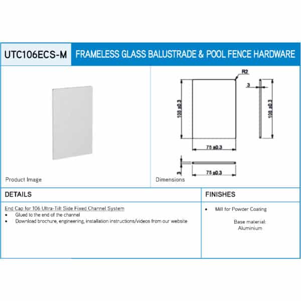 End Cap for Modern 106 Side Fixed Channel (UTC106ECS)