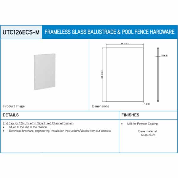 Mill End Cap for 126 Side Fixed Channel