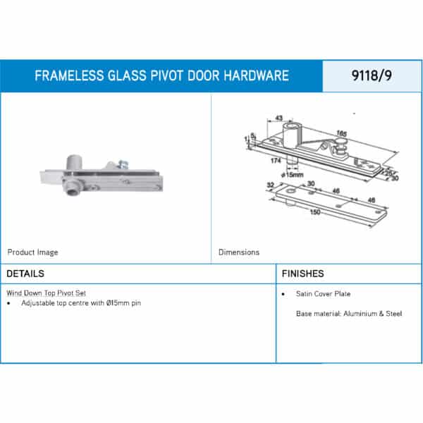 Modern Wind Down Top Pivot with Timber Door Strap (9118/9)