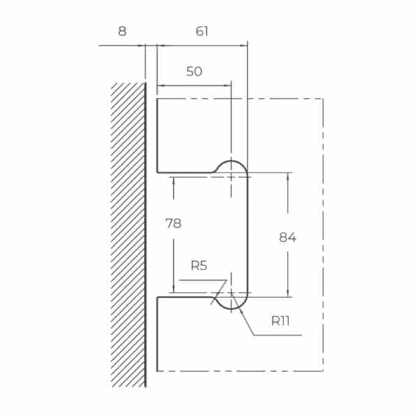 Casma Latus Glass to Wall Hydraulic Hinge with Standard Fixing Plate (CAS.4LC1S)