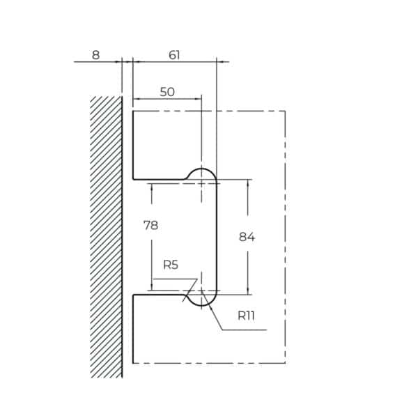 Casma Latus Glass to Wall Hydraulic Hinge with Offset Fixing Plate (CAS.4LL1S)