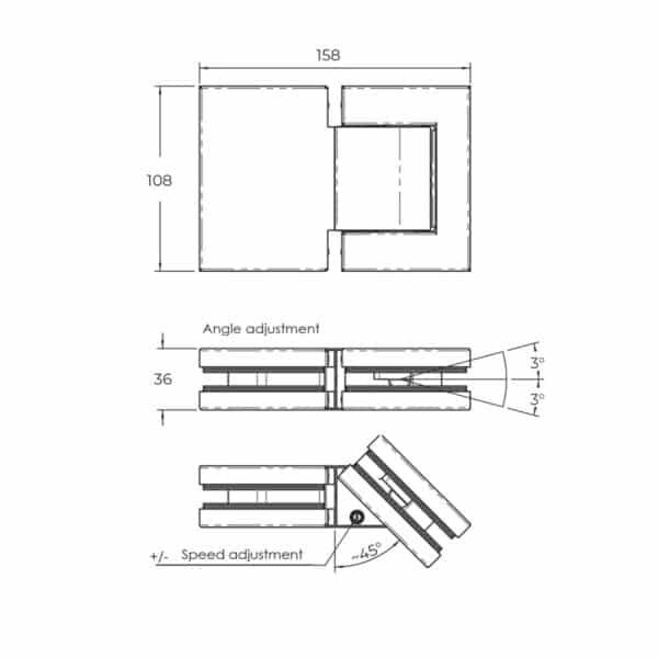 Casma Latus Glass to Glass Dummy Hinge (CAS.4LVDS)