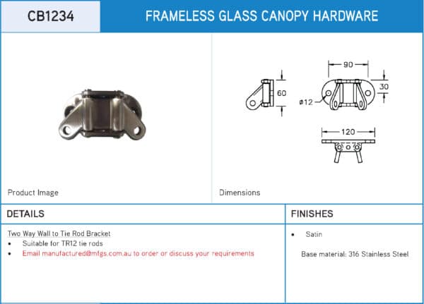 Modern Two Way Wall to Tie Rod Bracket