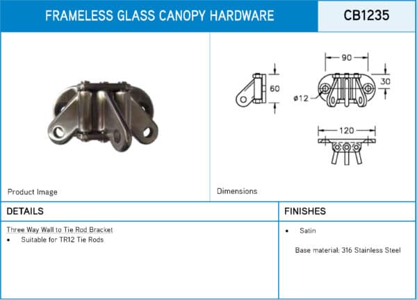 Modern Three Way Wall to Tie Rod Bracket