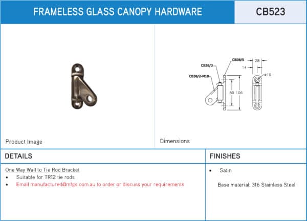 Modern One Way Wall To Tie Rod Bracket