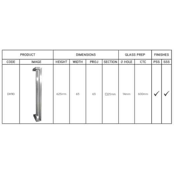 Modern Offset D Style Square Pull Handle (DH90)