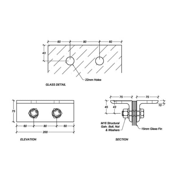 Elite Structural Glass Fin Hanger Bracket (FB-A)