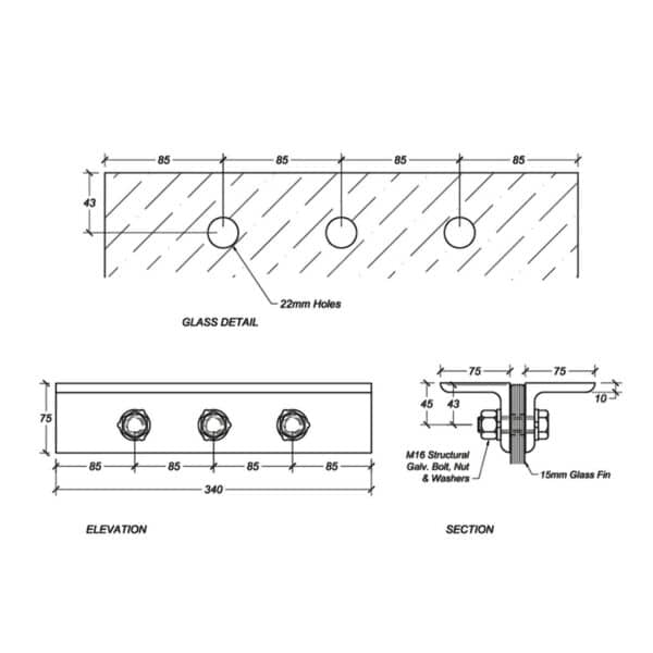 Elite Structural Glass Fin Hanger Bracket (FB-A)