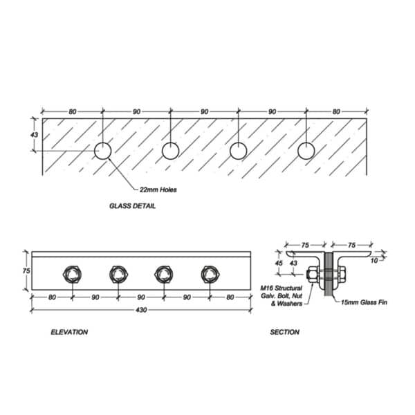 Elite Structural Glass Fin Hanger Bracket (FB-A)
