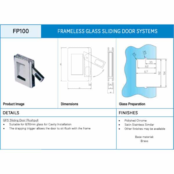 GFS Sliding Door Flush Pull (FP100)