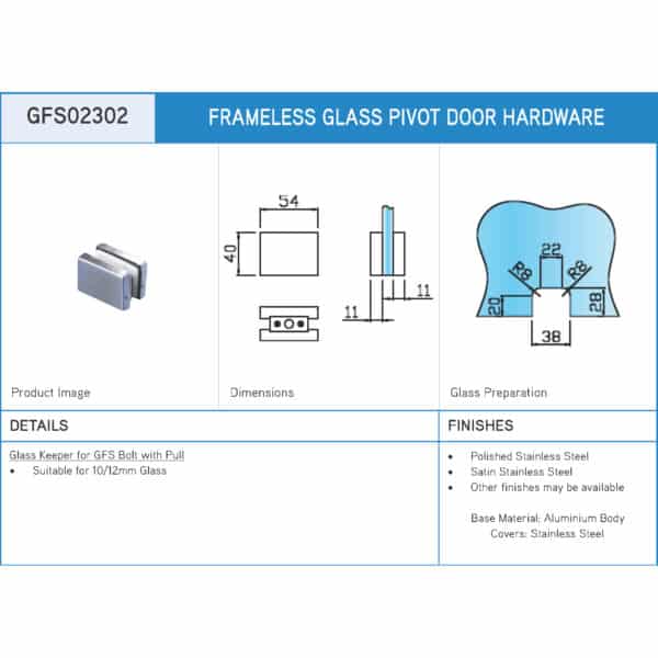 Glass Keeper for GFS02301 Bolt with Pull (GFS02302)