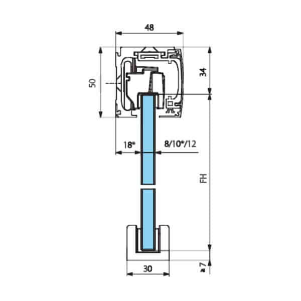 GEZE Levolan 120 Sliding Glass Door - Wall Mount Installation Kit (GL120W-...)