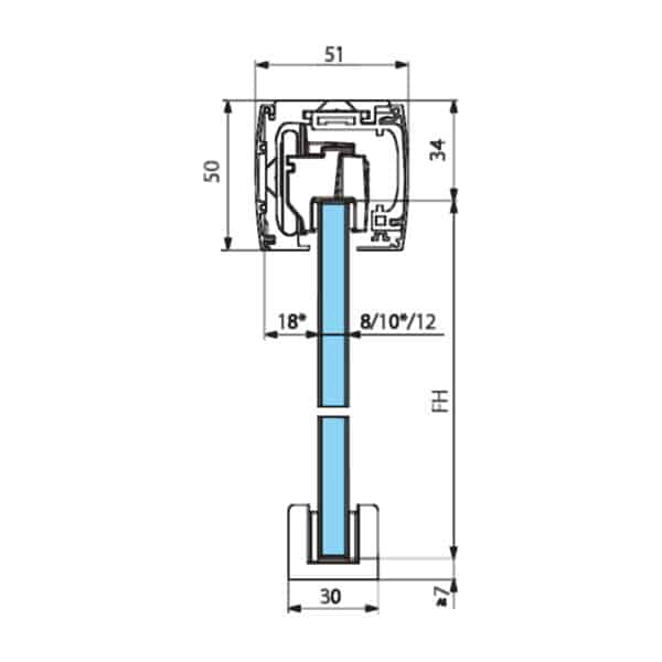 GEZE Levolan 60 Sliding Glass Door - Ceiling Mount Installation Kit (GL60C-...)