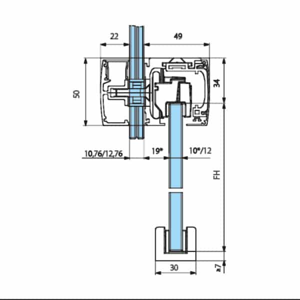 GEZE Levolan 60 Sliding Door - Glass Mount Installation Kit (GL60G-...)