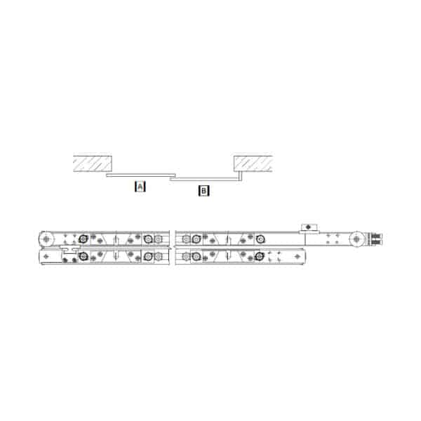 Modern Telescopic 2 Door Ceiling Mount Kit with Fixed Panel (GPT2+1-...)
