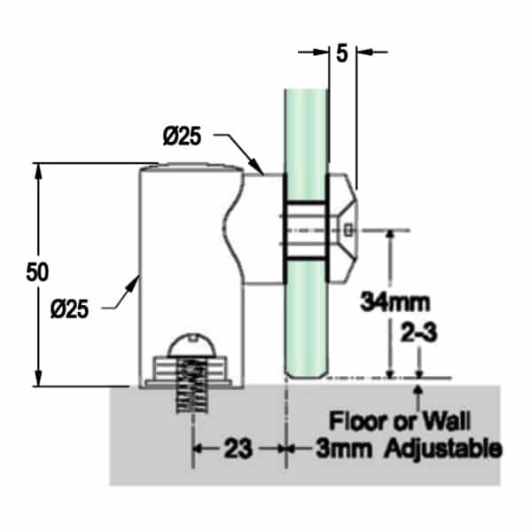 GCC Glass to Wall or Floor Connector