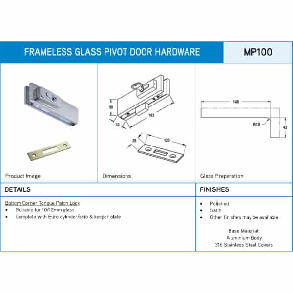 Modern Bottom Corner Tongue Patch Lock (MP100)