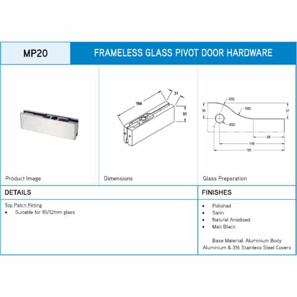 Modern/Elite Top Patch Fitting (MP20/SPF20)