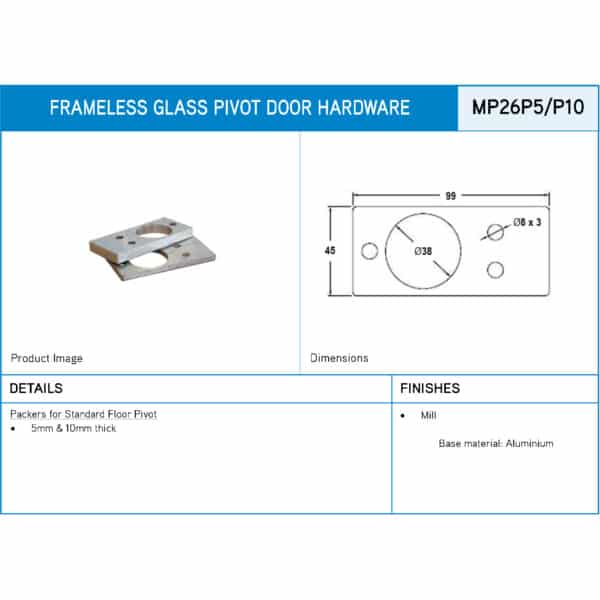 Modern Aluminium Packer to suit MP26-1 Pivot (MP26P)
